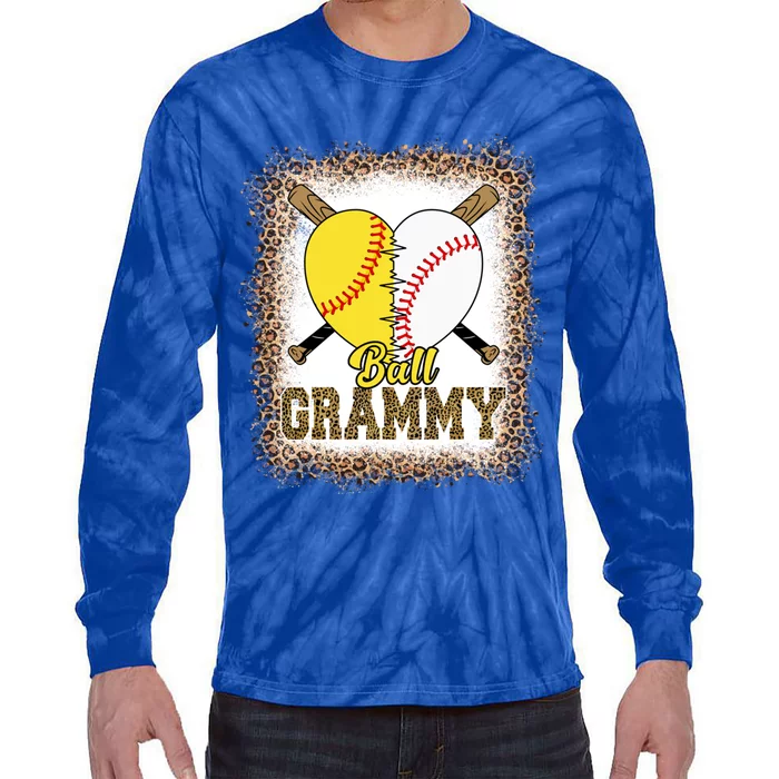 Grandmother Of Both Ball Grammy Baseball Softball Pride Gift Tie-Dye Long Sleeve Shirt