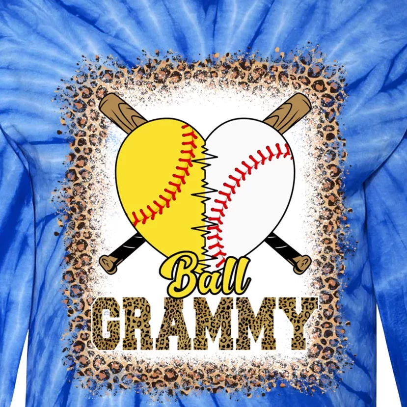 Grandmother Of Both Ball Grammy Baseball Softball Pride Gift Tie-Dye Long Sleeve Shirt