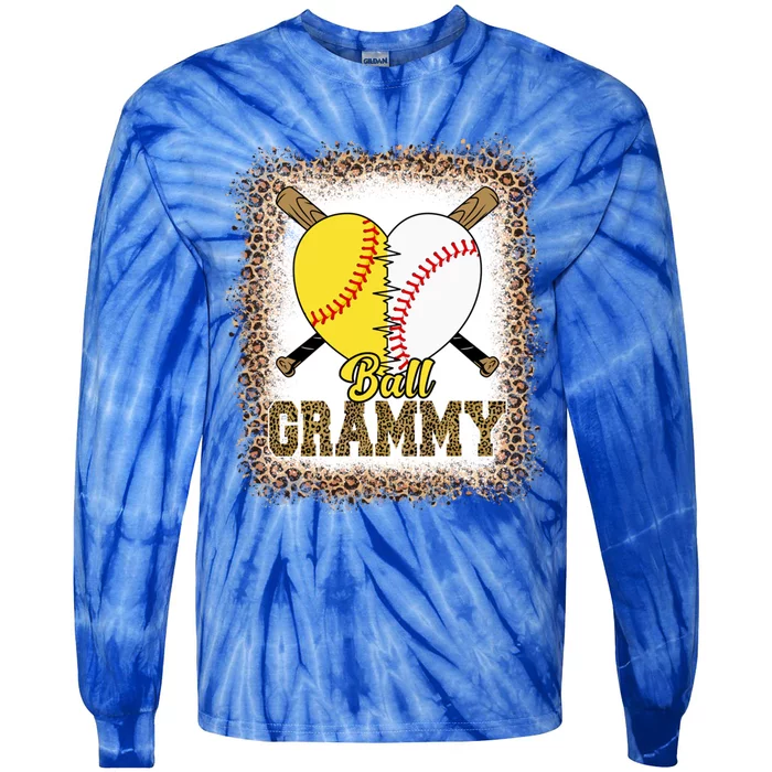 Grandmother Of Both Ball Grammy Baseball Softball Pride Gift Tie-Dye Long Sleeve Shirt