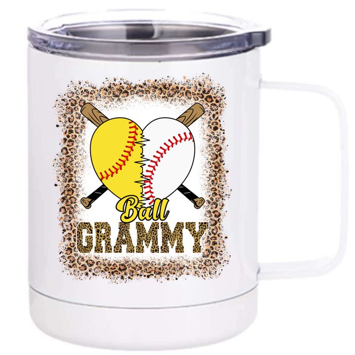 Grandmother Of Both Ball Grammy Baseball Softball Pride Gift Front & Back 12oz Stainless Steel Tumbler Cup