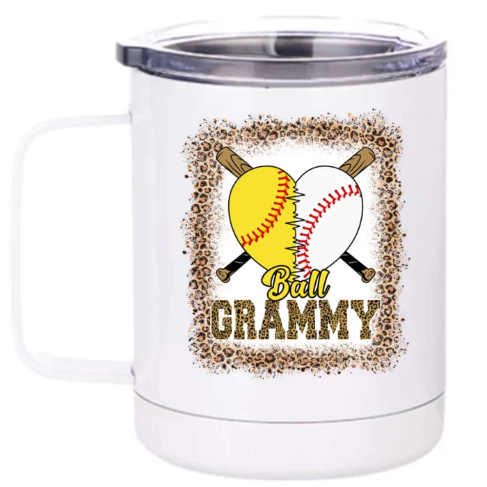 Grandmother Of Both Ball Grammy Baseball Softball Pride Gift Front & Back 12oz Stainless Steel Tumbler Cup