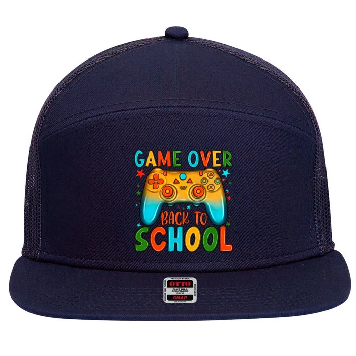 Game Over Back To School Funny Student Controller Teacher Cool Gift 7 Panel Mesh Trucker Snapback Hat