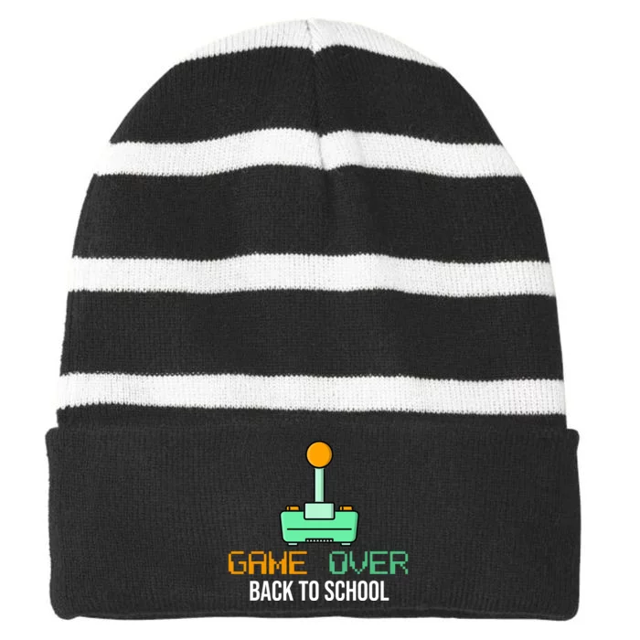 Game Over Back To School Gaming Striped Beanie with Solid Band