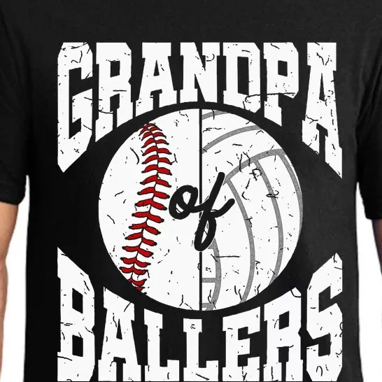 Grandpa Of Ballers Ball Grandfather Volleyball Baseball Pajama Set