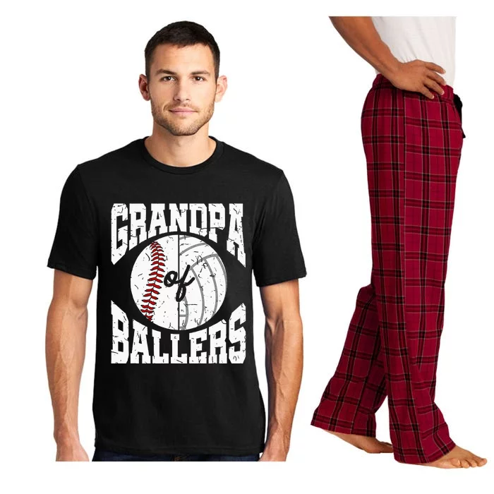 Grandpa Of Ballers Ball Grandfather Volleyball Baseball Pajama Set