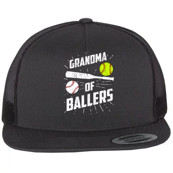 Grandma Of Ballers Funny Baseball Softball Mothers Day Gift Flat Bill Trucker Hat