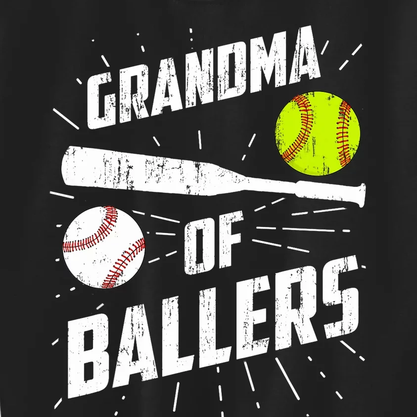 Grandma Of Ballers Funny Baseball Softball Mothers Day Gift Kids Sweatshirt