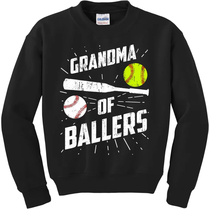 Grandma Of Ballers Funny Baseball Softball Mothers Day Gift Kids Sweatshirt