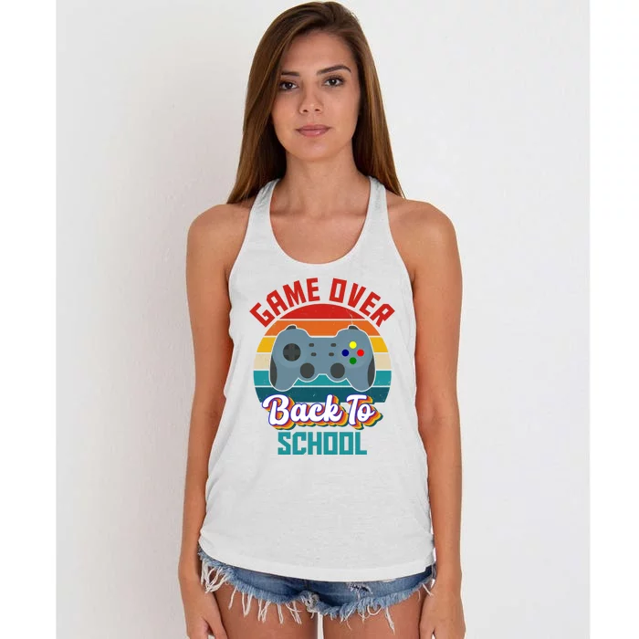 Game Over Back To School Funny Gamer Women's Knotted Racerback Tank