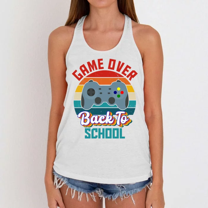 Game Over Back To School Funny Gamer Women's Knotted Racerback Tank