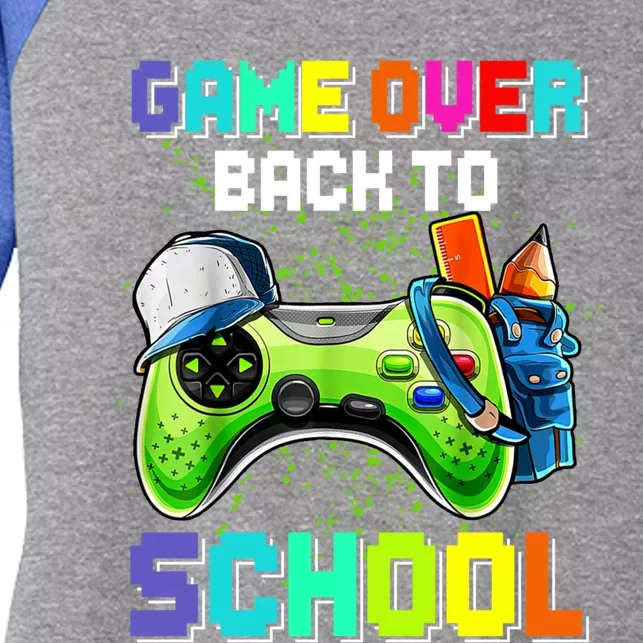 Game Over Back To School Video Game Leveled Up Gift Women's Tri-Blend 3/4-Sleeve Raglan Shirt