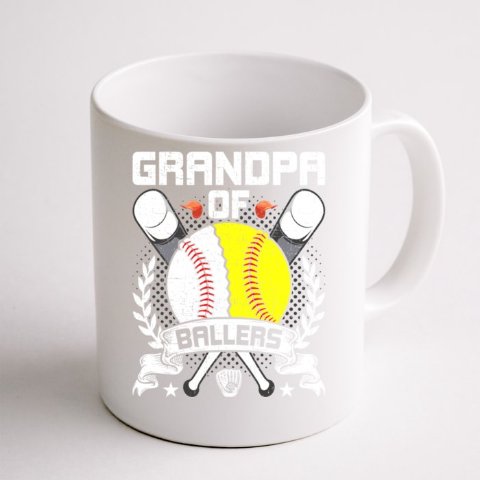 Grandpa Of Ballers Baseball Lover Gift Front & Back Coffee Mug