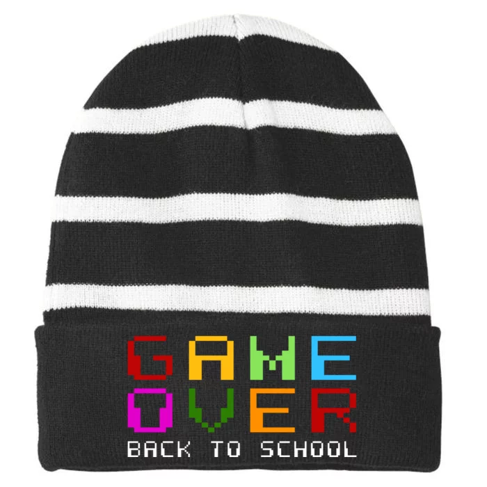 Game Over Back To School Striped Beanie with Solid Band