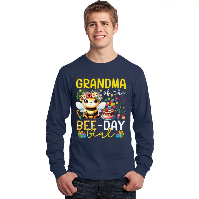 Grandma Of Beedaycostume Birthday Cute Bee Flowers Long Sleeve Shirt