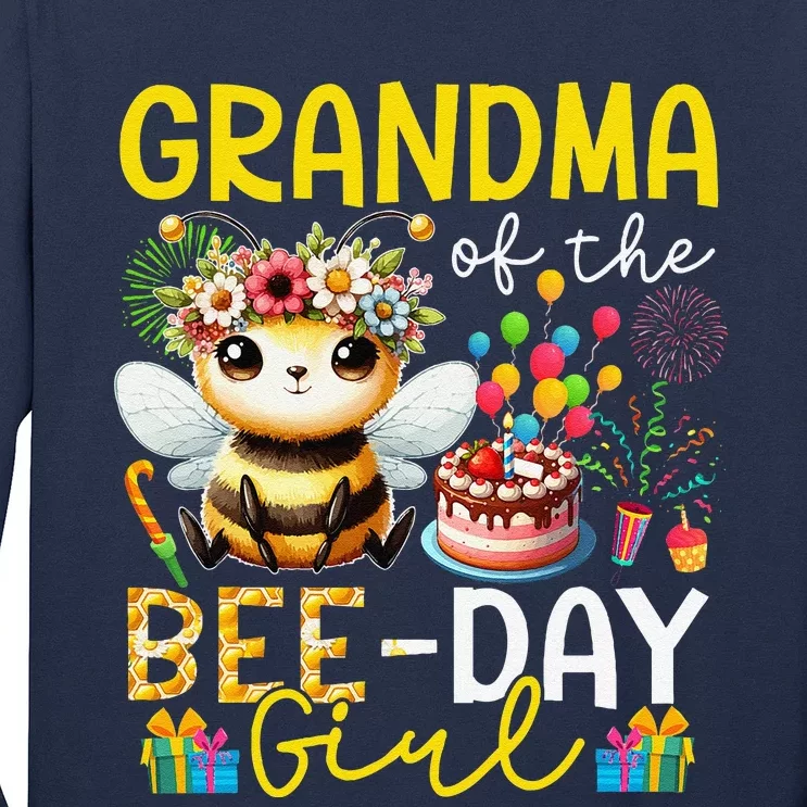 Grandma Of Beedaycostume Birthday Cute Bee Flowers Long Sleeve Shirt