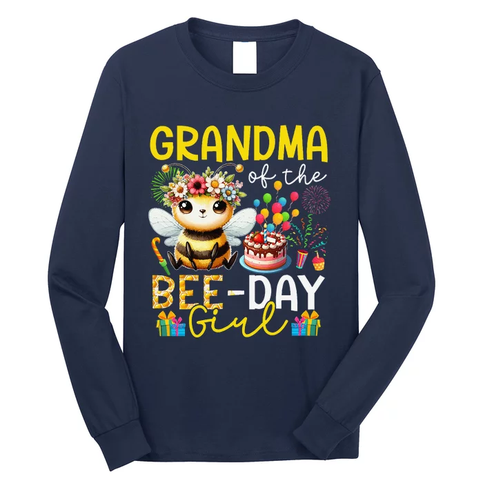 Grandma Of Beedaycostume Birthday Cute Bee Flowers Long Sleeve Shirt