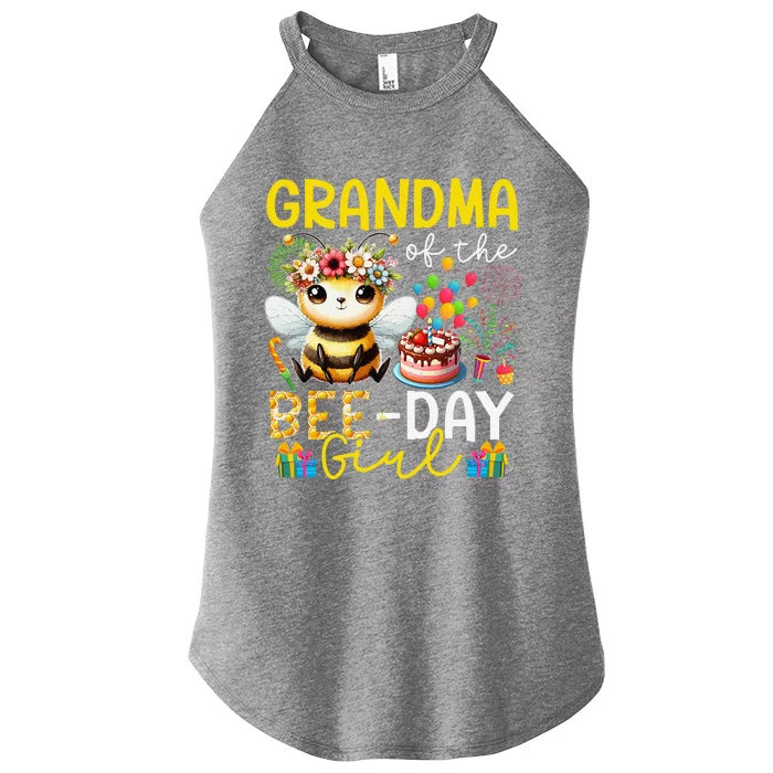 Grandma Of Beedaycostume Birthday Cute Bee Flowers Women’s Perfect Tri Rocker Tank