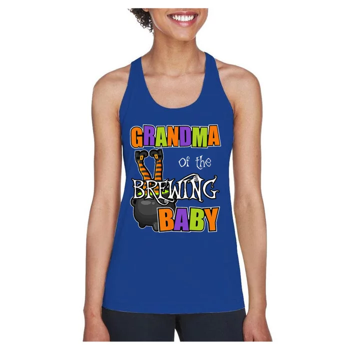 Grandma Of Brewing Baby Halloween Theme Baby Shower Spooky Women's Racerback Tank