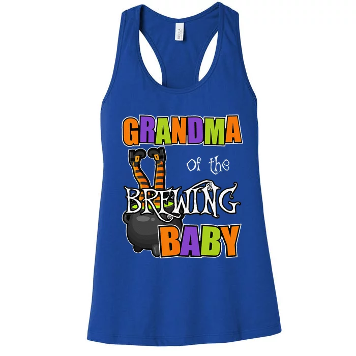 Grandma Of Brewing Baby Halloween Theme Baby Shower Spooky Women's Racerback Tank