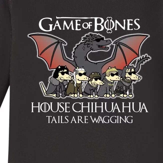 Game Of Bones House Chihuahua Tails Are Wagging Baby Long Sleeve Bodysuit