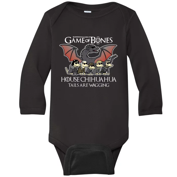 Game Of Bones House Chihuahua Tails Are Wagging Baby Long Sleeve Bodysuit