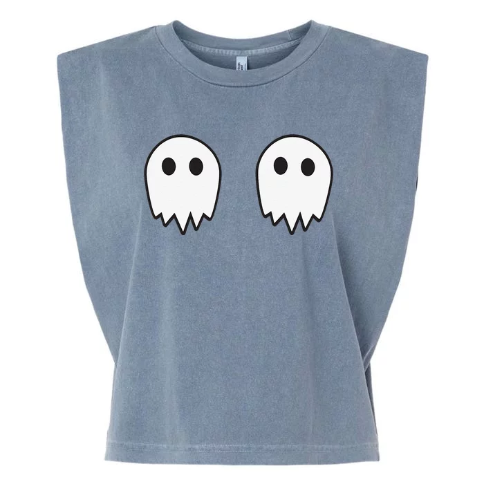 Ghosts On Boobs Halloween Costume Funny Boob Ghost Meme Garment-Dyed Women's Muscle Tee