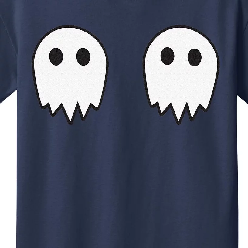 Ghosts On Boobs Halloween Costume Funny Boob Ghost Meme Kids T-Shirt