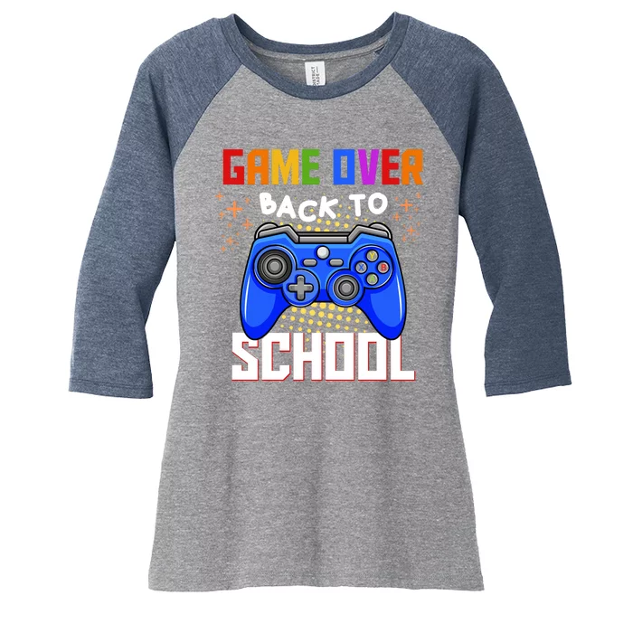 Game Over Back To School Funny Women's Tri-Blend 3/4-Sleeve Raglan Shirt