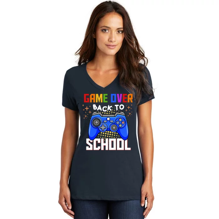 Game Over Back To School Funny Women's V-Neck T-Shirt