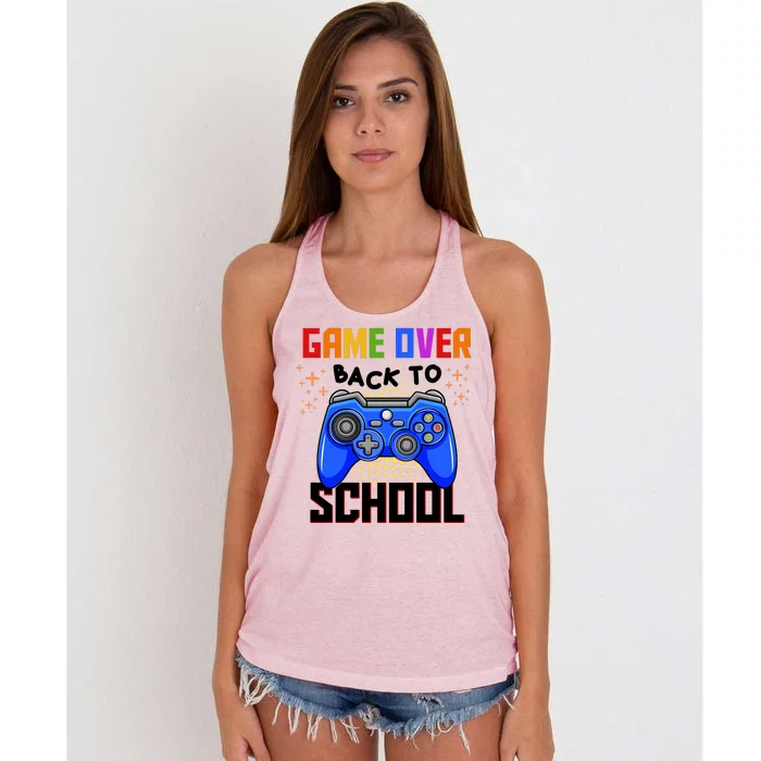 Game Over Back To School Funny Women's Knotted Racerback Tank