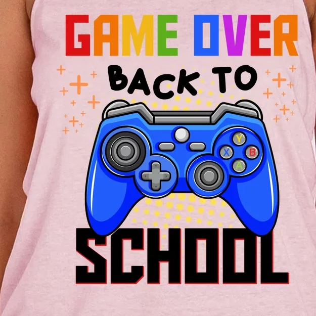 Game Over Back To School Funny Women's Knotted Racerback Tank