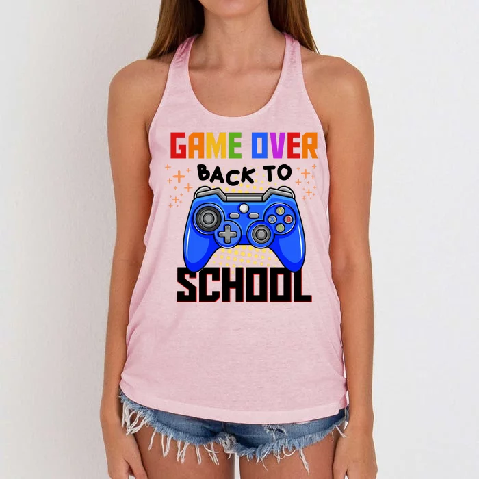 Game Over Back To School Funny Women's Knotted Racerback Tank