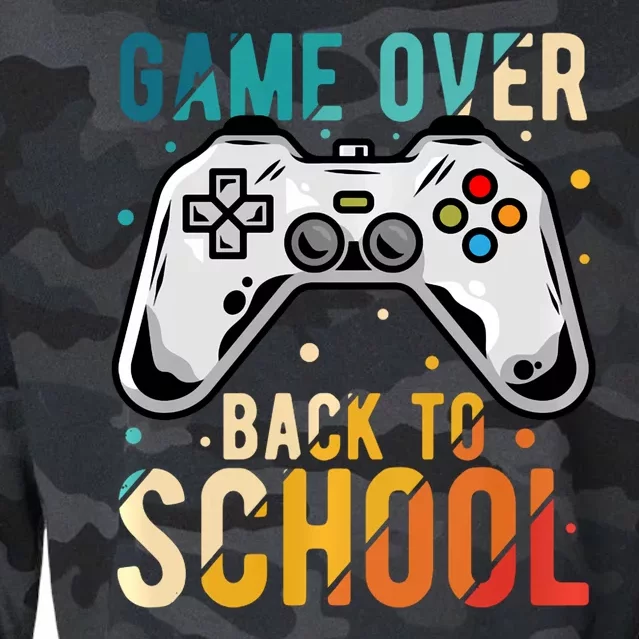 Game Over Back To School Gaming Gamer Student School Cropped Pullover Crew