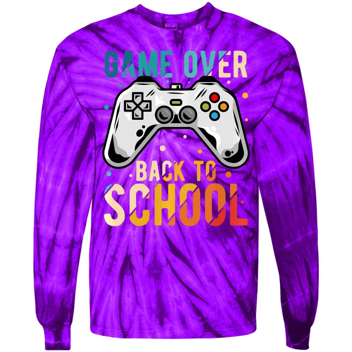 Game Over Back To School Gaming Gamer Student School Tie-Dye Long Sleeve Shirt