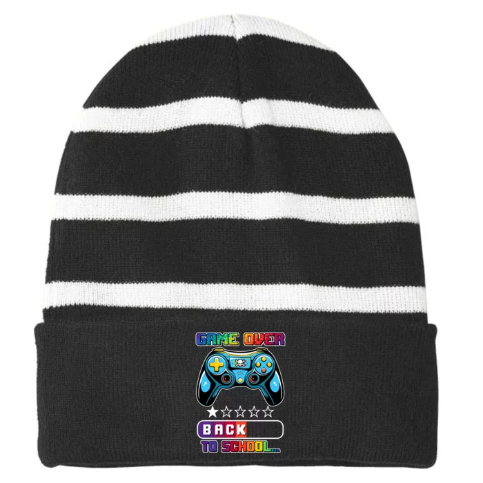 Game Over Back To School Gamer Striped Beanie with Solid Band