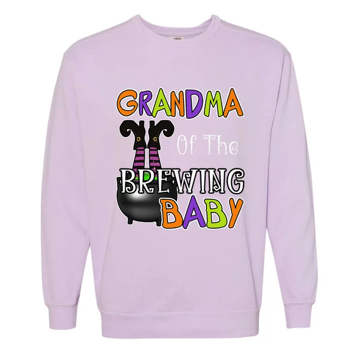 Grandma Of Brewing Baby Halloween Theme Baby Shower Spooky Funny Garment-Dyed Sweatshirt