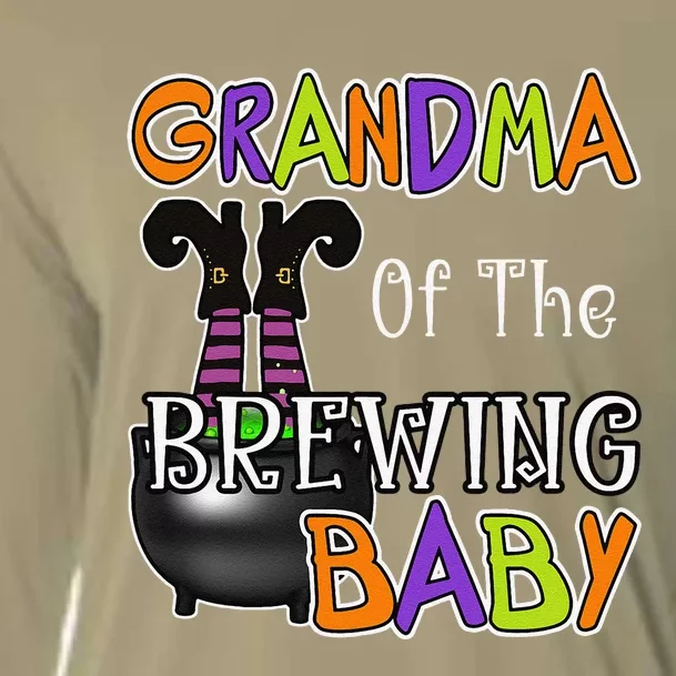 Grandma Of Brewing Baby Halloween Theme Baby Shower Spooky Funny Cooling Performance Long Sleeve Crew