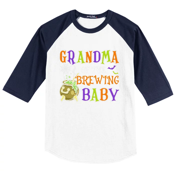 Grandma Of Brewing Baby Halloween Theme Baby Shower Spooky Gift Baseball Sleeve Shirt