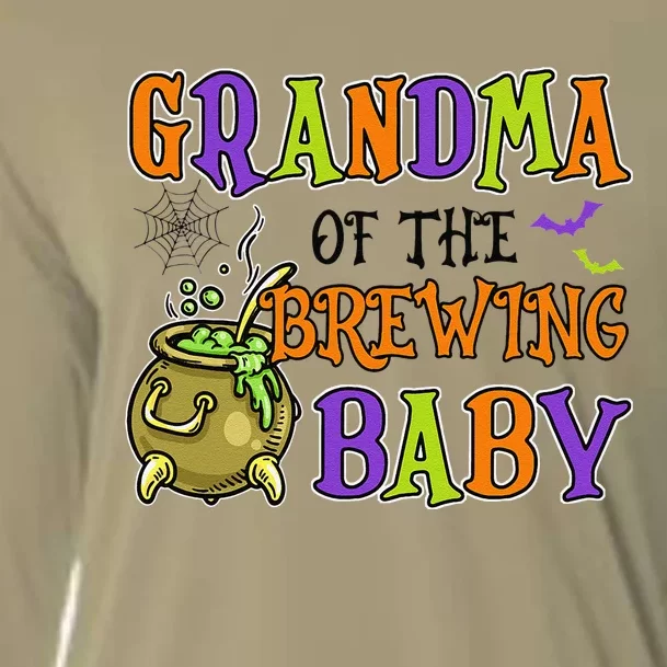 Grandma Of Brewing Baby Halloween Theme Baby Shower Spooky Love Cooling Performance Long Sleeve Crew