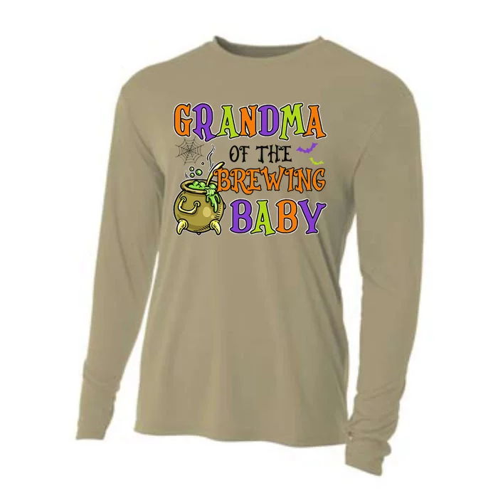 Grandma Of Brewing Baby Halloween Theme Baby Shower Spooky Love Cooling Performance Long Sleeve Crew