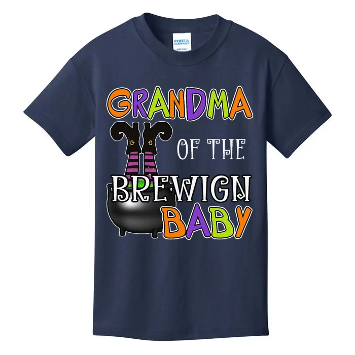 Grandma Of Brewing Baby Halloween Theme Baby Shower Spooky Kids T-Shirt