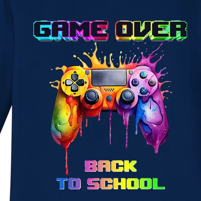 Game Over Back To School First Day School Funny Gaming Baby Long Sleeve Bodysuit