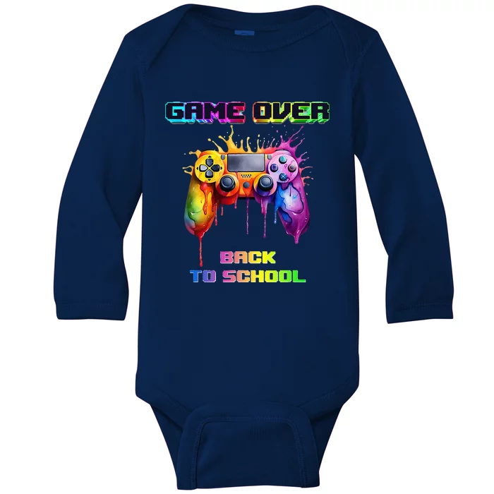 Game Over Back To School First Day School Funny Gaming Baby Long Sleeve Bodysuit