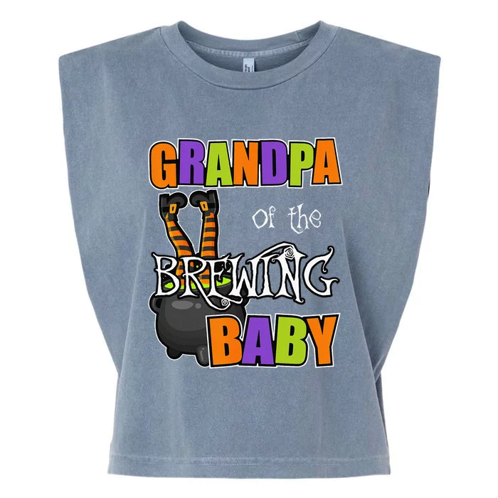 Grandpa Of Brewing Baby Halloween Theme Baby Shower Spooky Garment-Dyed Women's Muscle Tee