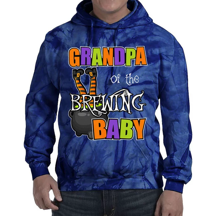 Grandpa Of Brewing Baby Halloween Theme Baby Shower Spooky Tie Dye Hoodie