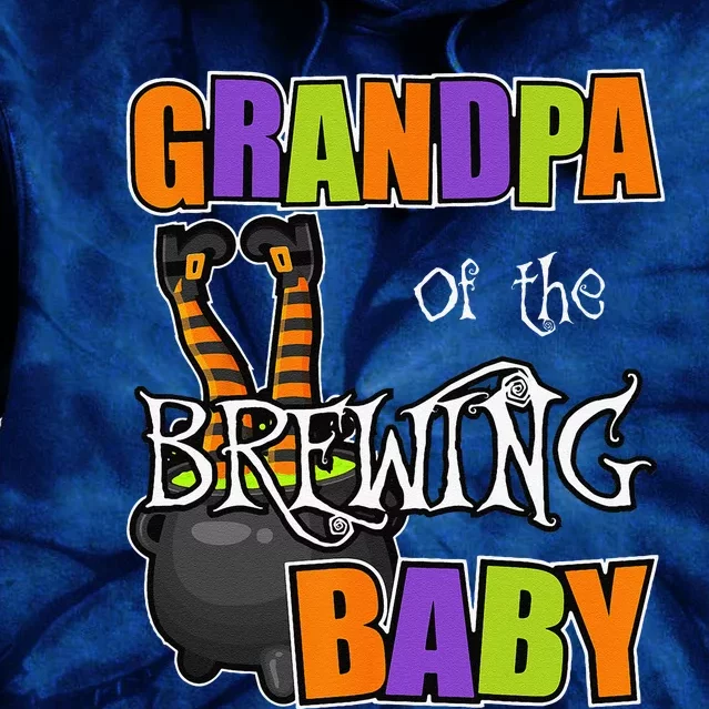 Grandpa Of Brewing Baby Halloween Theme Baby Shower Spooky Tie Dye Hoodie