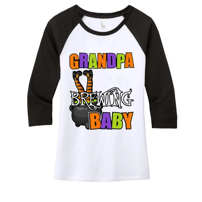 Grandpa Of Brewing Baby Halloween Theme Baby Shower Spooky Women's Tri-Blend 3/4-Sleeve Raglan Shirt