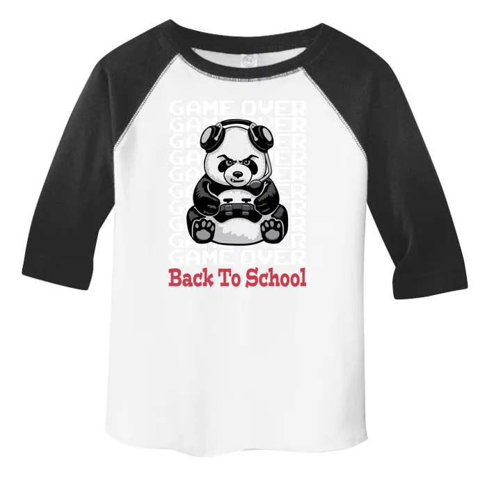 Game Over Back To School Funny Panda Bear Gamer Controller Funny Gift Toddler Fine Jersey T-Shirt