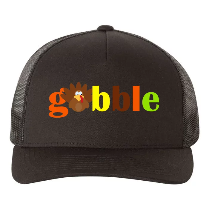 Gobble Cute Turkey Thanksgiving Yupoong Adult 5-Panel Trucker Hat