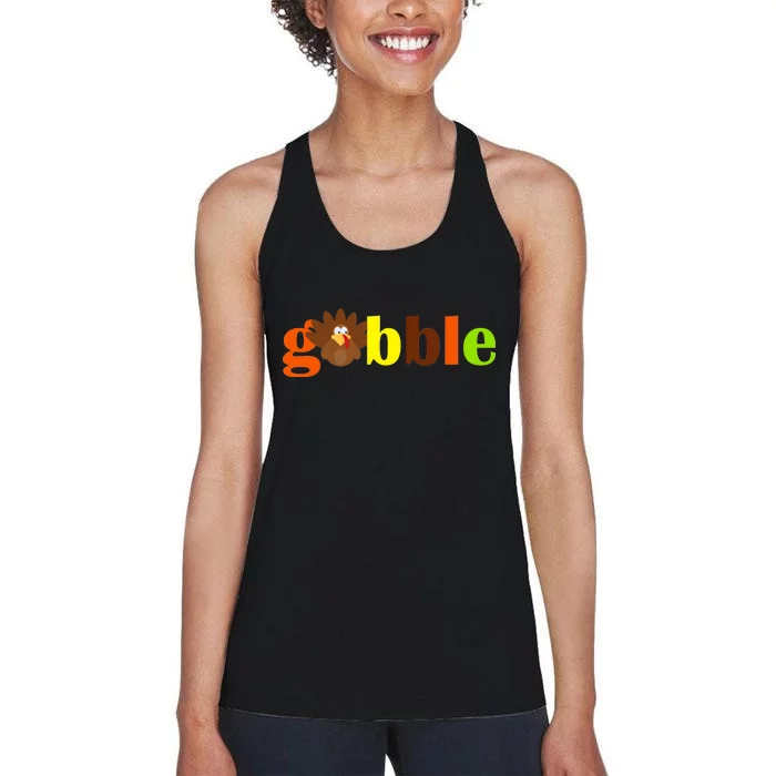 Gobble Cute Turkey Thanksgiving Women's Racerback Tank